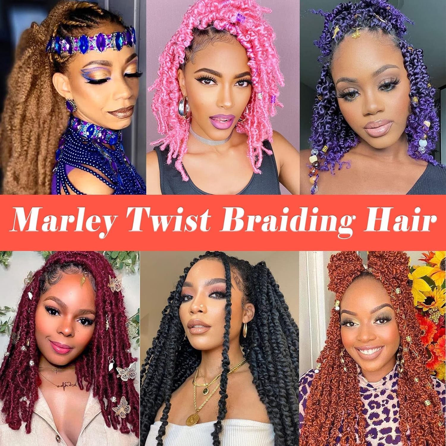 Marley Hair 10 Inch Black 7 Packs Pre Separated Springy Afro Twist Hair Marle…