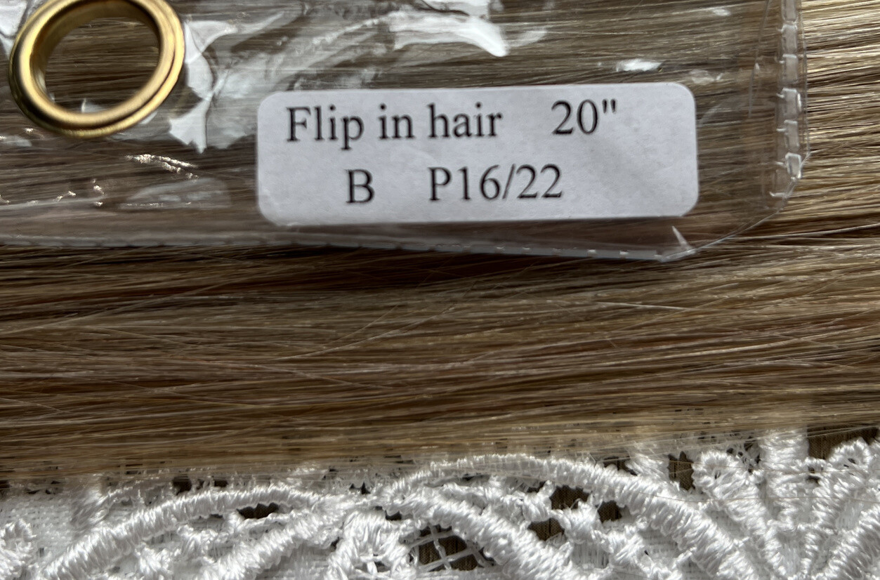 Flip in Human Hair Extensions with Invisible Wire 4 clips 20″ Highlighted Blonde