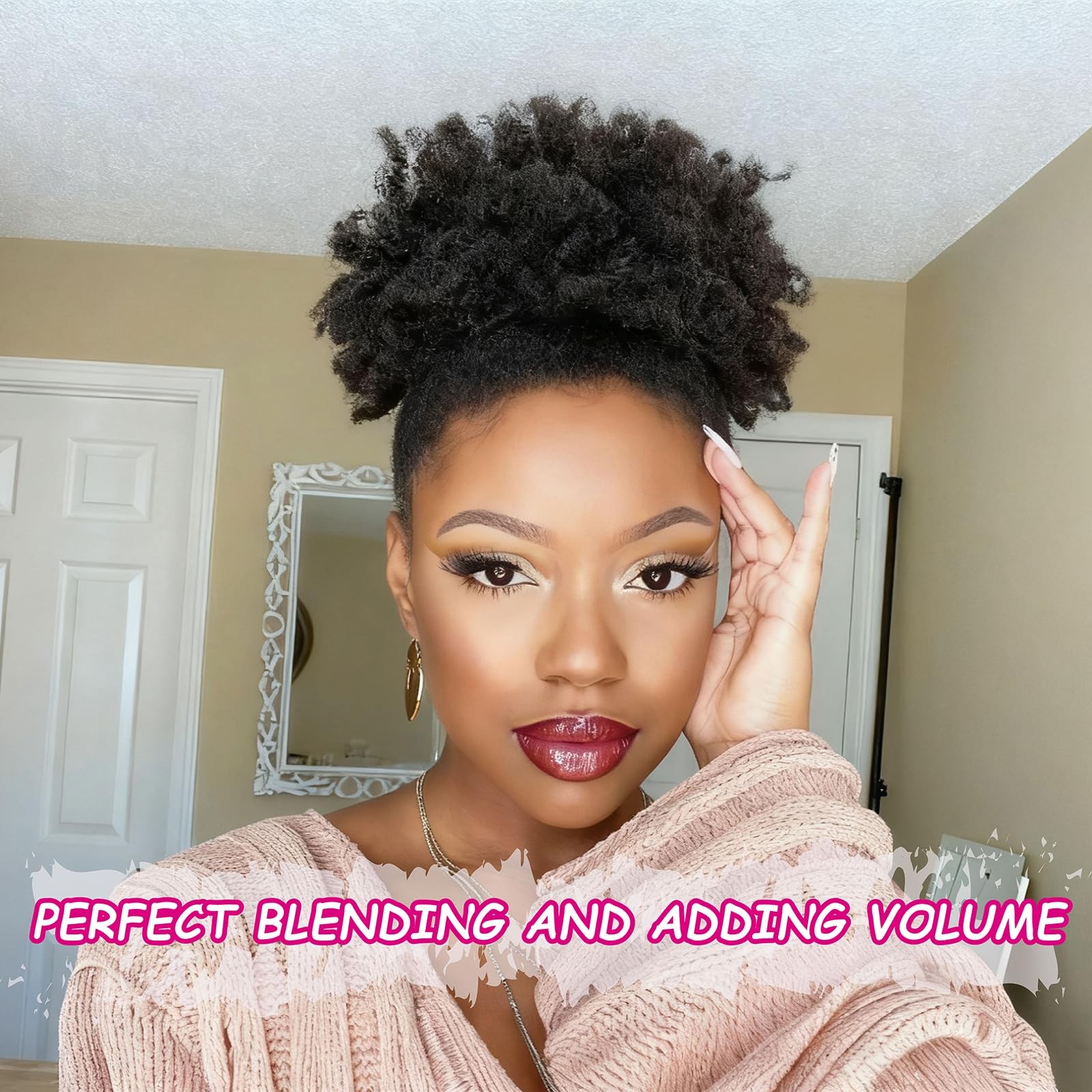 Afro Puff Ponytail for Black – Natural Black 8 Inch 100% Human Hair Puff Hair…