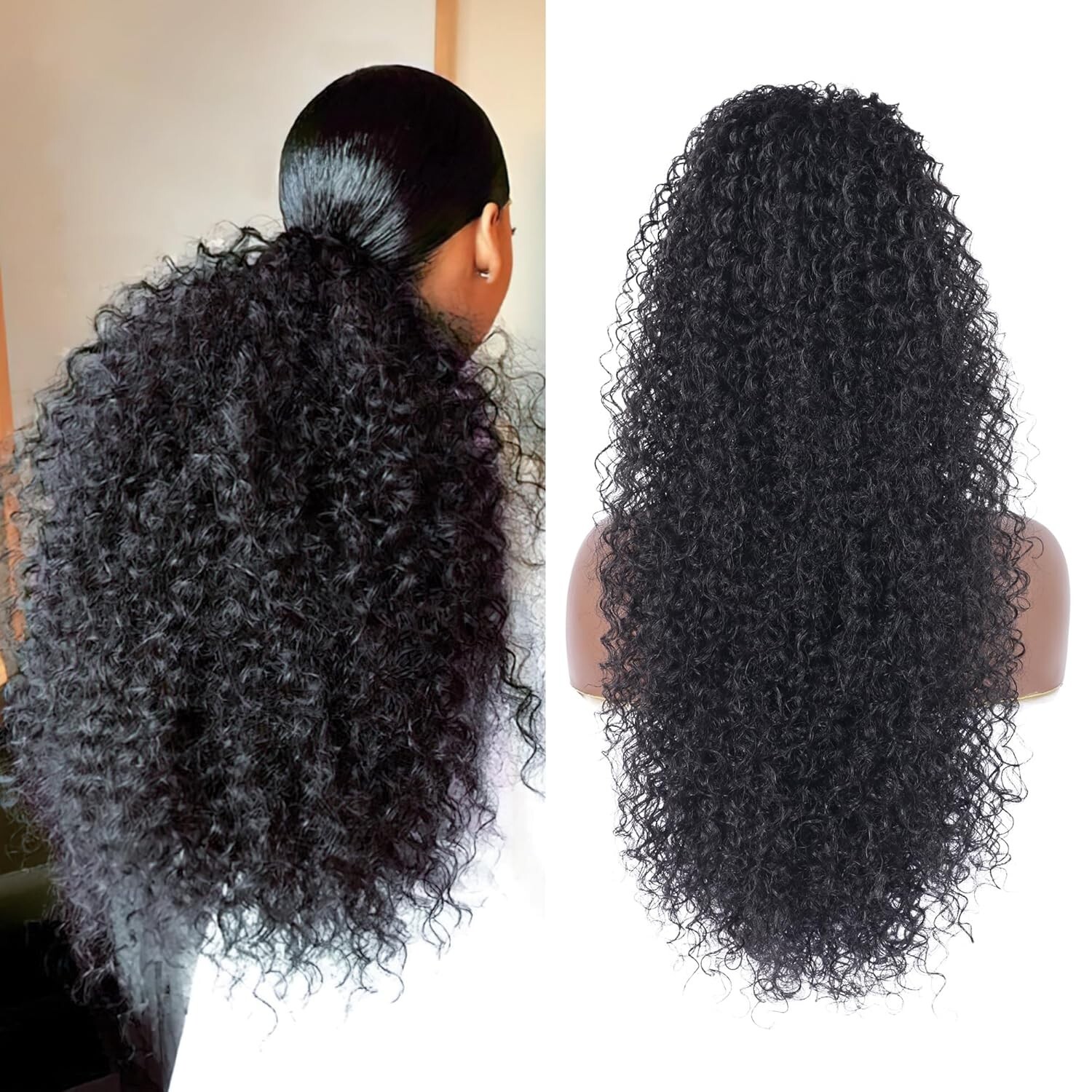 NEW – ALEBERY 27IN DRAWSTRING PONYTAIL DEEP CURLY MIXED HAIR BLACK