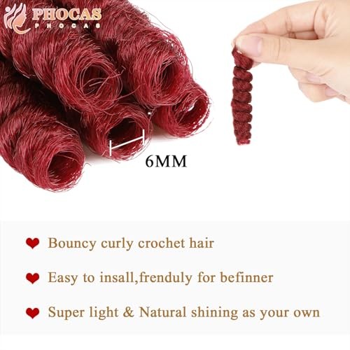10Inch 5Packs Red Short Curl Crochet Hair for 10 Inch 6mm-5Packs #BUG/Red
