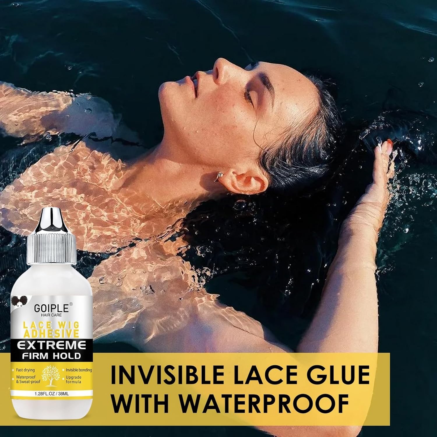 (3 PACK) Goiple Waterproof Lace Wig Glue 1.28 Fl OZ Fast Dry Adhesive for Hair