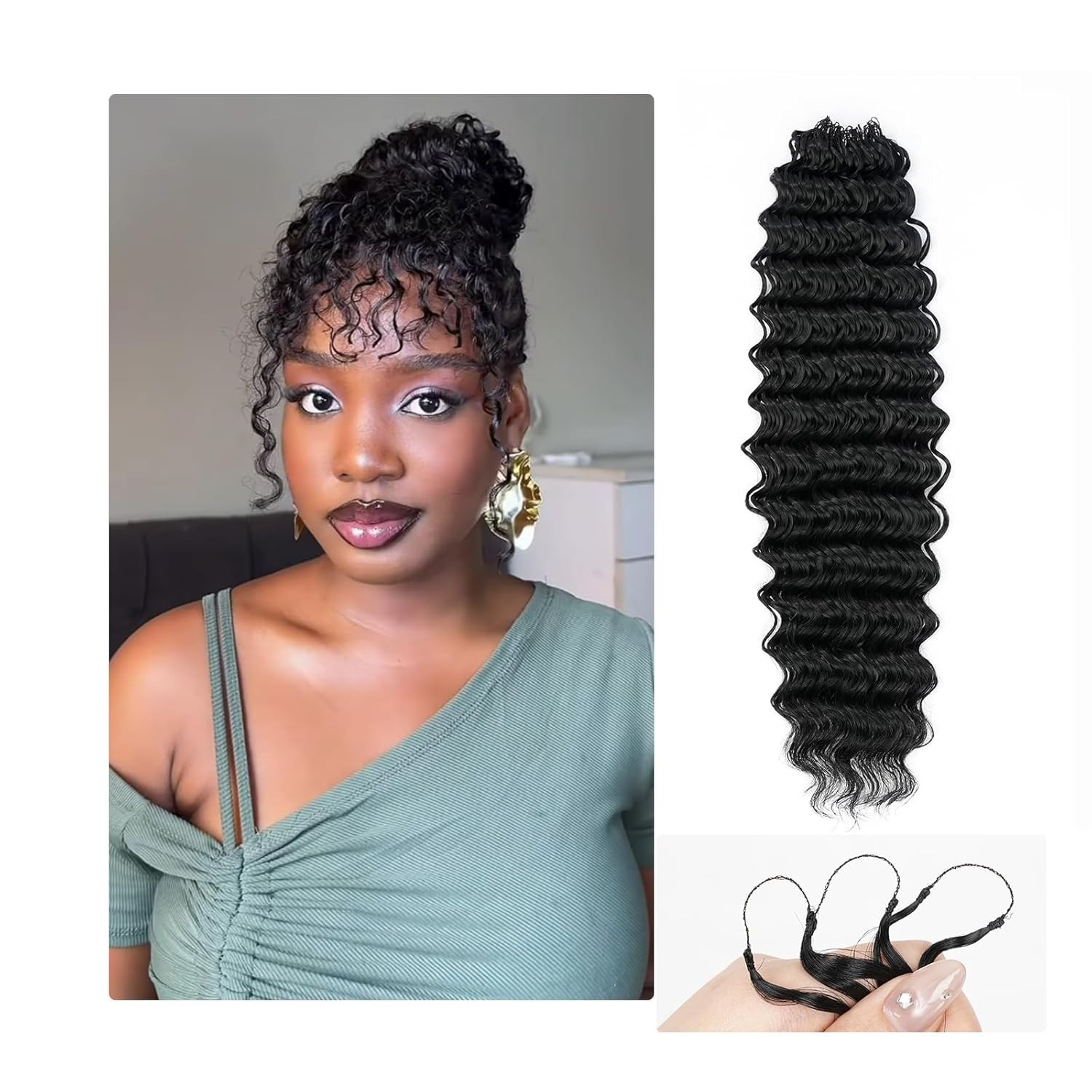 Feather Lightweight Deep Wave Crochet Hair for Black Women – 18 Inch, 50 Strands
