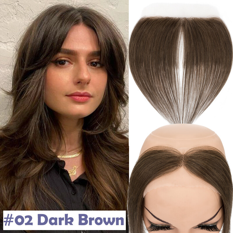 2*16CM Forehead Frontal Hairpiece Mens Toupee Hairline V Loop/Replacement System
