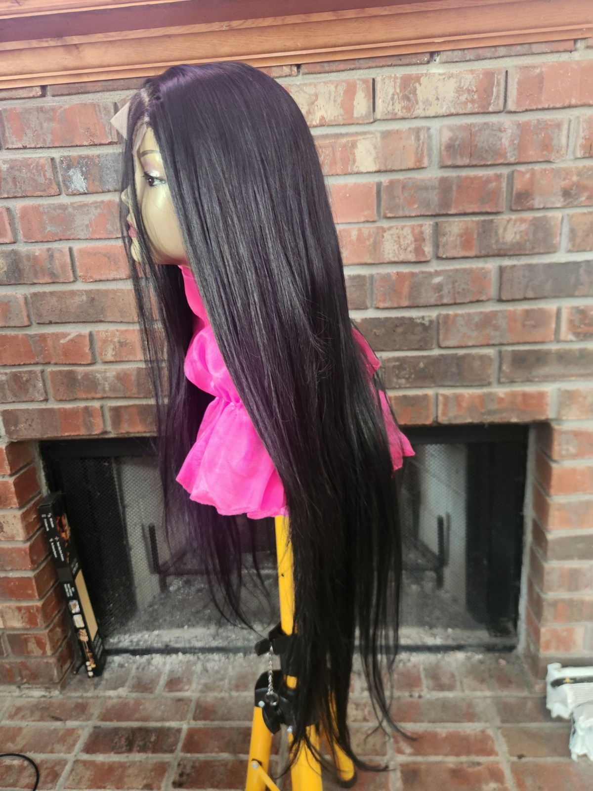 Lace Front Wig Straight Black/Purple Synthetic Free-Part 36 in Women