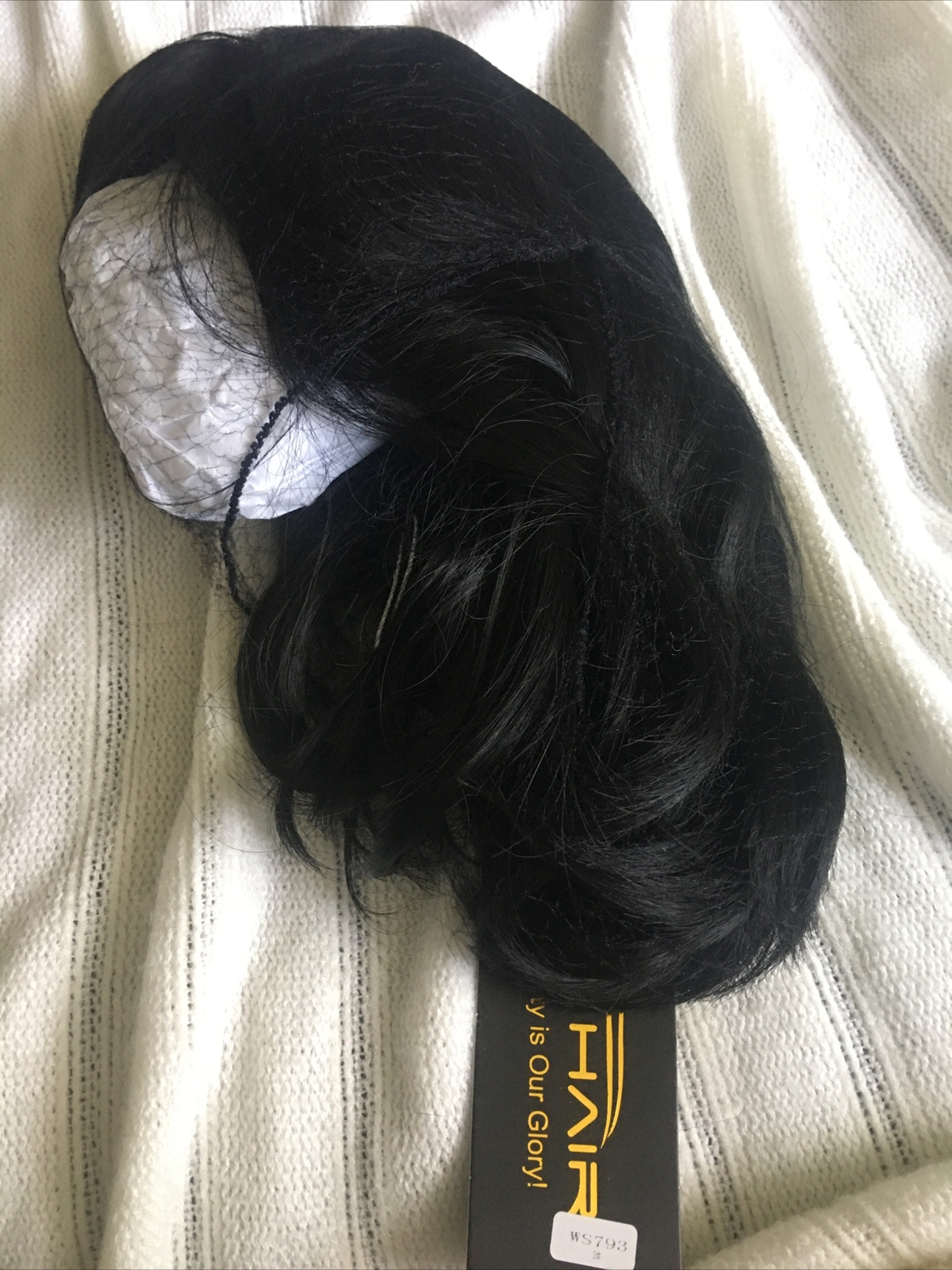 Aisi Hair Wig Ws793 Black synthetic short bob wig with bangs and slight wave