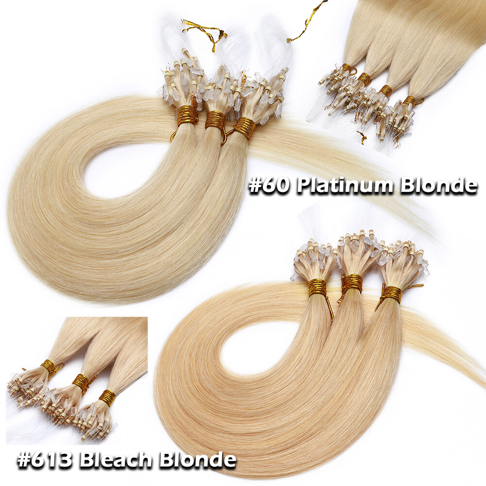300PCS THICK Micro Loop Real Remy Human Hair Extensions Nano Ring Bead Full Head