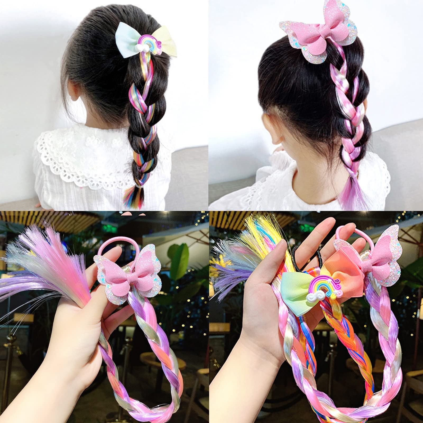 6Pcs Girls Colored 6 Count (Pack of 1), Kids Ponytail Extension Mix Color