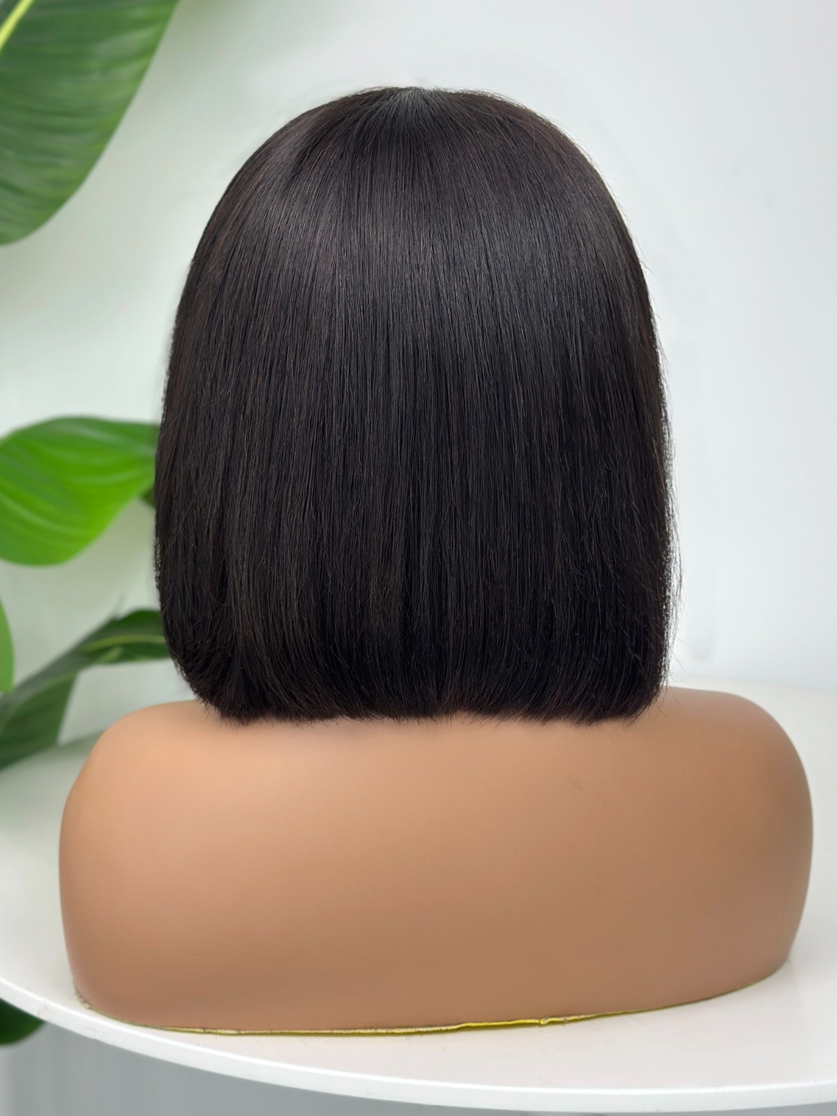 Pre-cut Lace 10in Bob With Bangs 4×4 Silk Top Lace Front Wig 100% Human Hair
