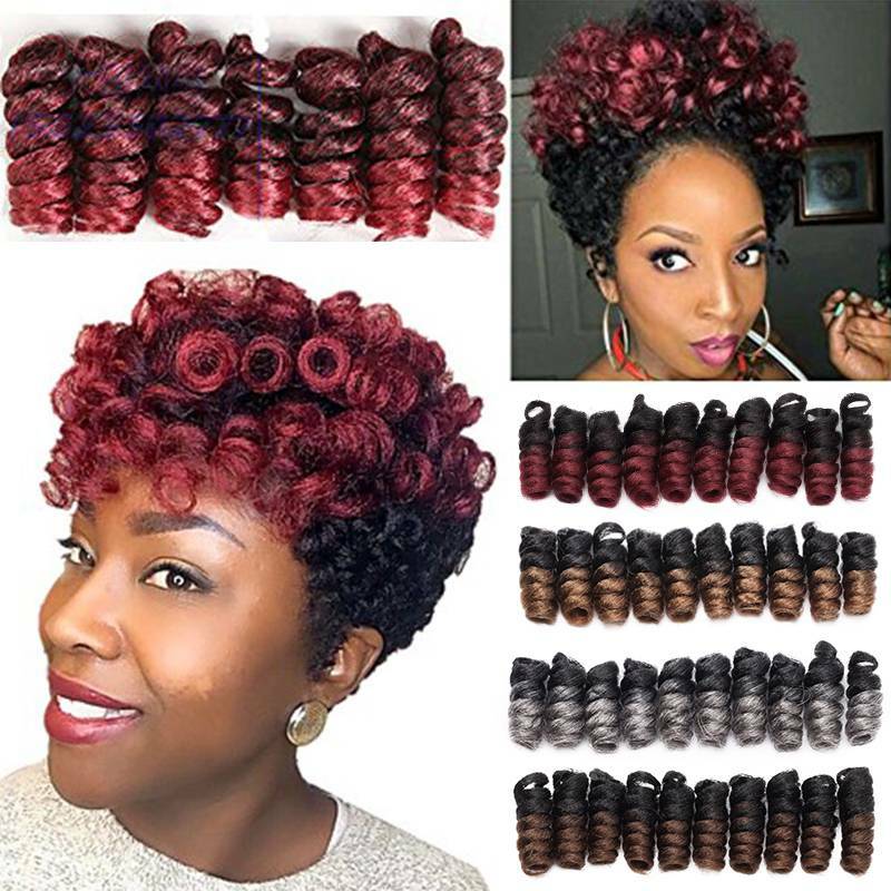 2″ Short Jamaican Bounce Loops Crochet Hair Extensions 20 Peices Spring Curly US