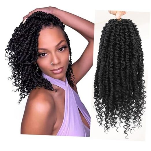 Passion Twist Crochet Hair,Passion Twist Hair 10 Inch,8 10 Inch (Pack of 8) 1B