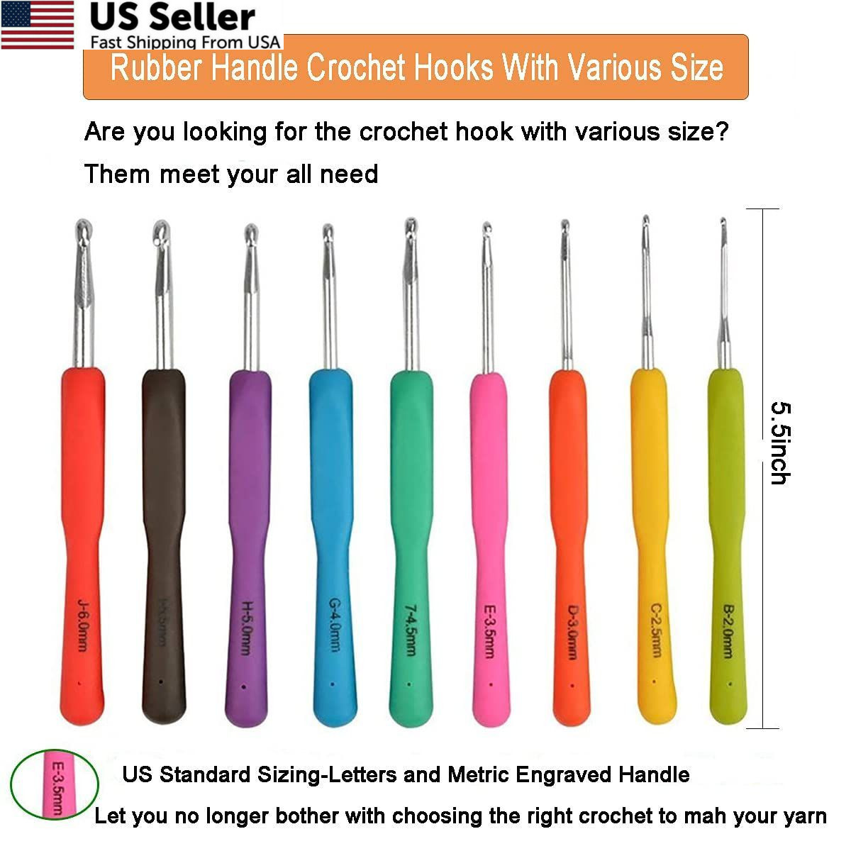 KOKNIT Crochet Hooks Set with Storage Case – 9 Soft 2Mm To 6Mm, Vector Flower