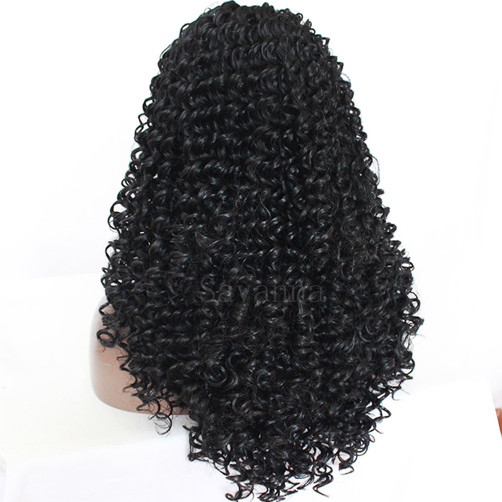 Long Kinky Curly Hair Synthetic Lace Front Wigs Heat Resistant Wig Black Women