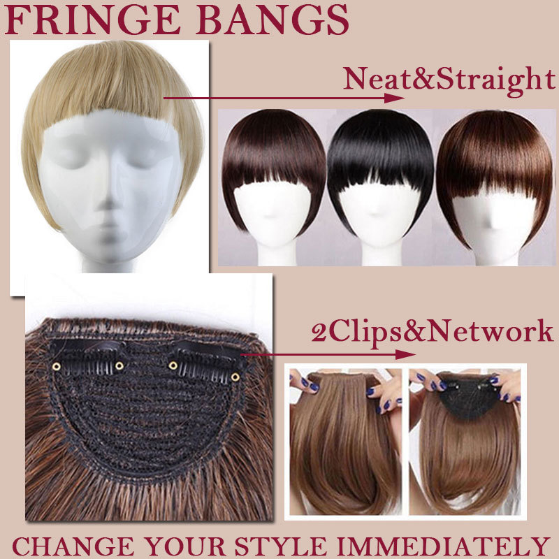 100% Natural Thin Bangs Fringe Clip in Hair Extensions As Human Front Bang Blond