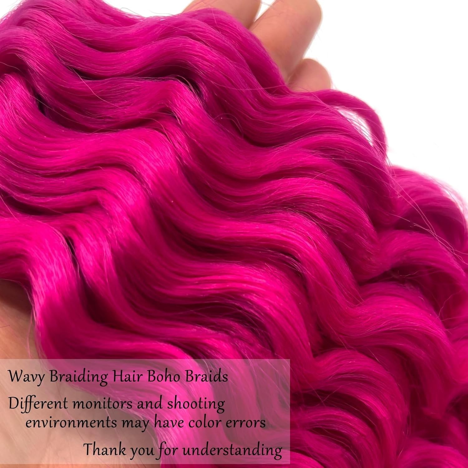 Pink 30 Inch Boho Curly Braiding Hair 2pk Deep Ocean Wave Crochet Hair for Braid