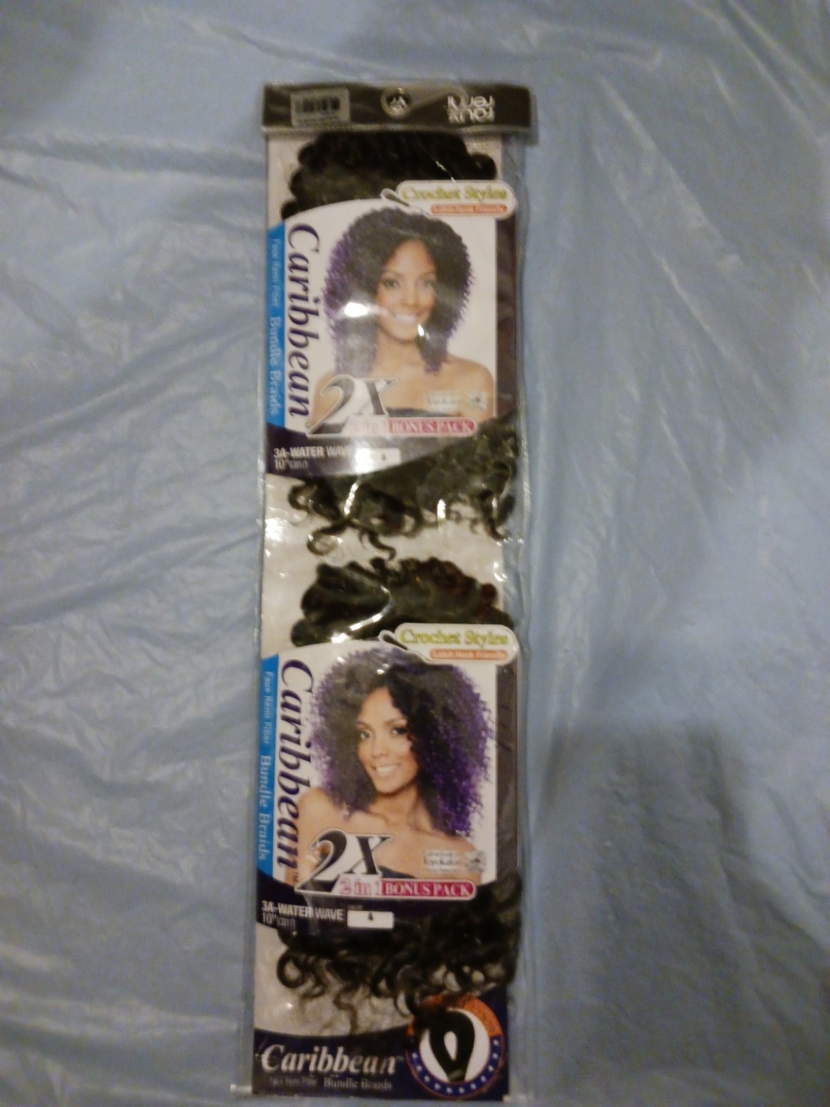 Caribbean Water Wave Wavy Synthetic Crochet Braid Extensions 2-Pack 10 in Black