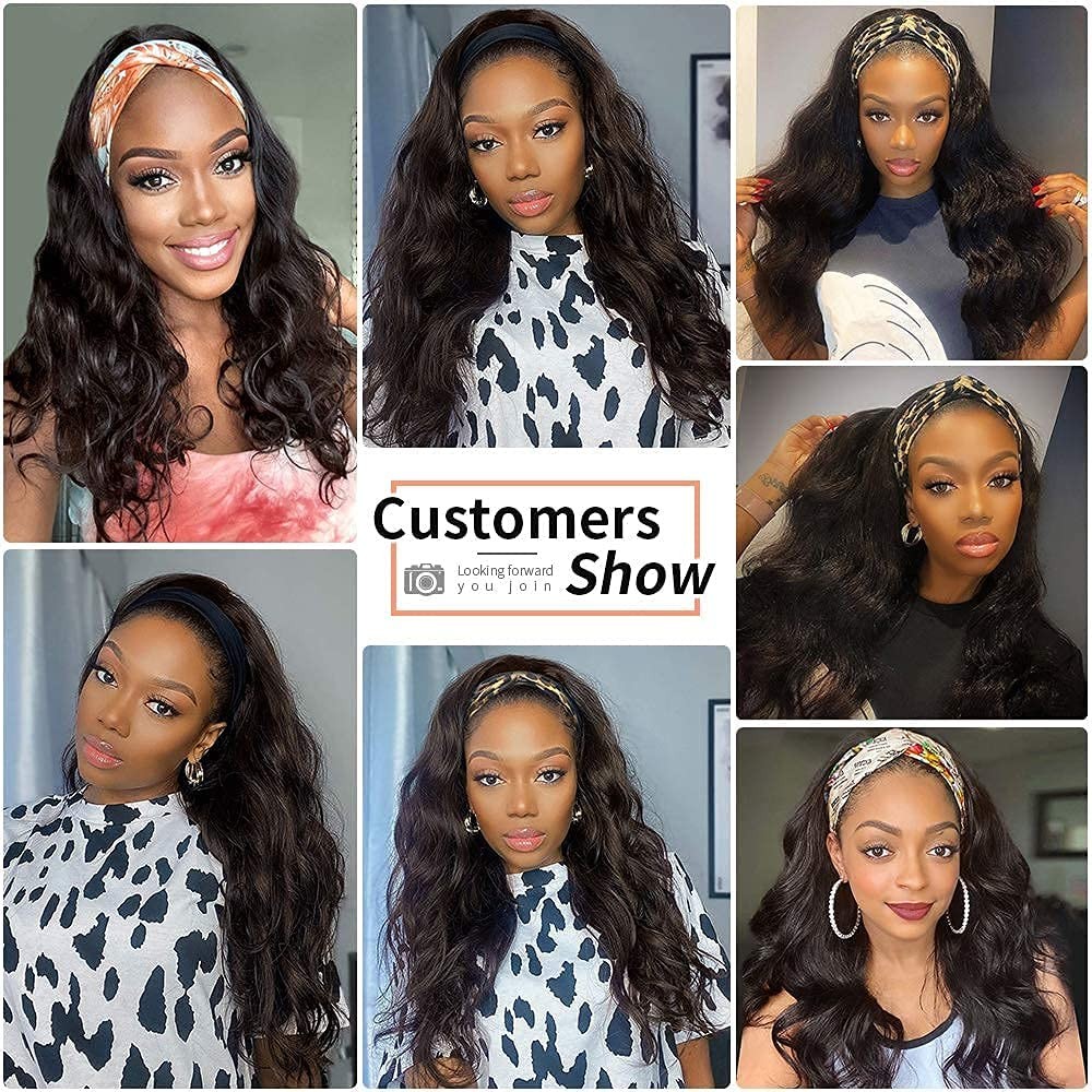 Headband Wig Human Hair Body Wave 16 Inch Glueless None Lace Front Wig Brazil…