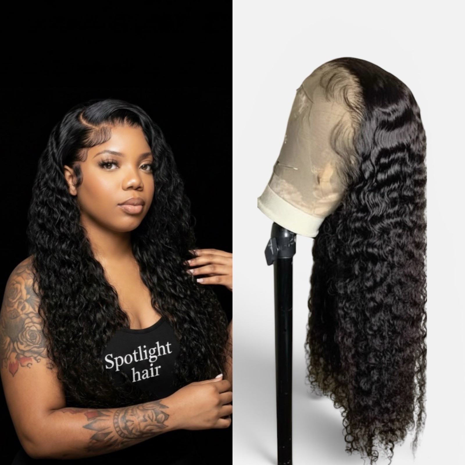 Spotlight Hair Lace Front human hair Wig deep wave 22 inch
