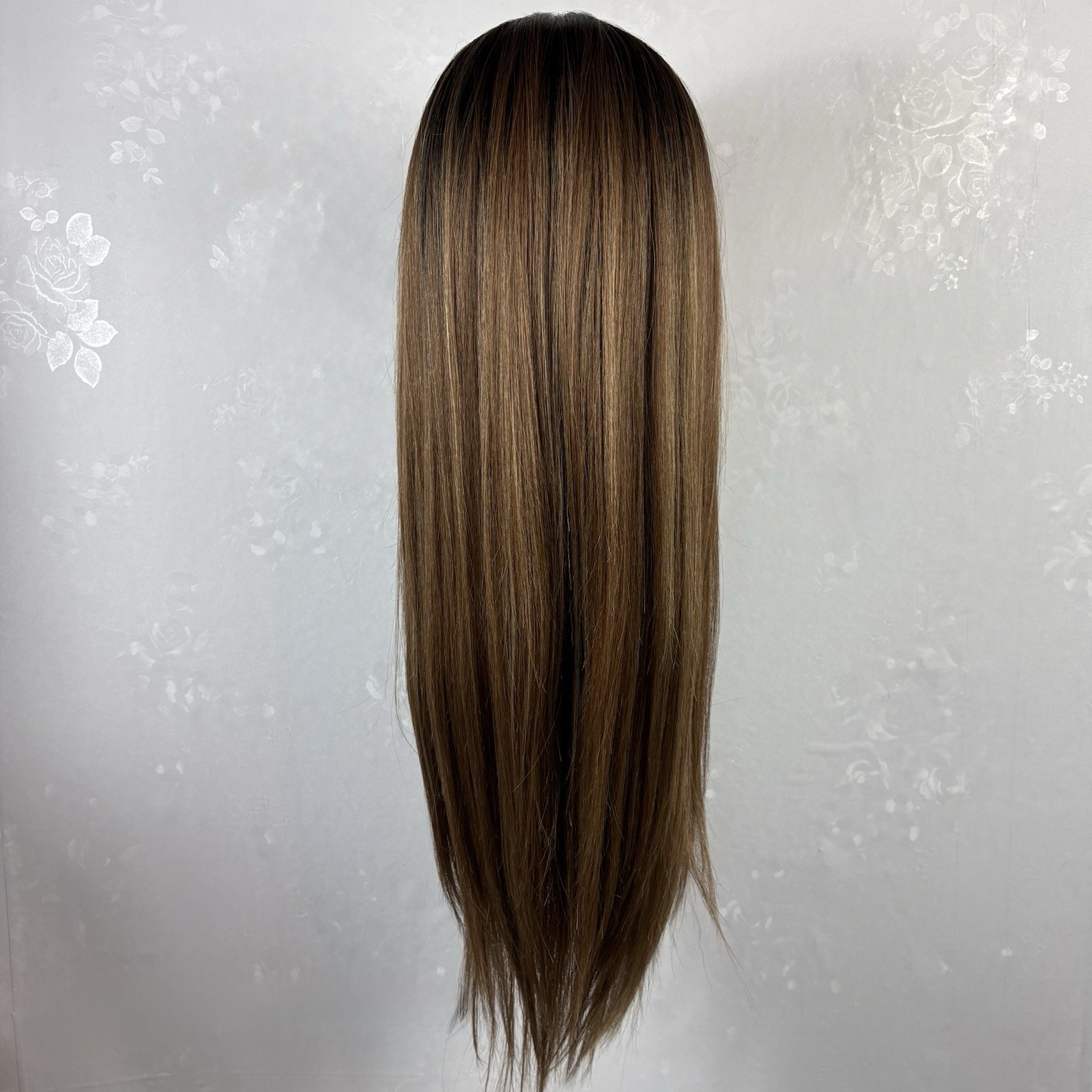 24” Daily wear WIG! 360 Lace Rts Ash Brown With Highlights Human Hair blend