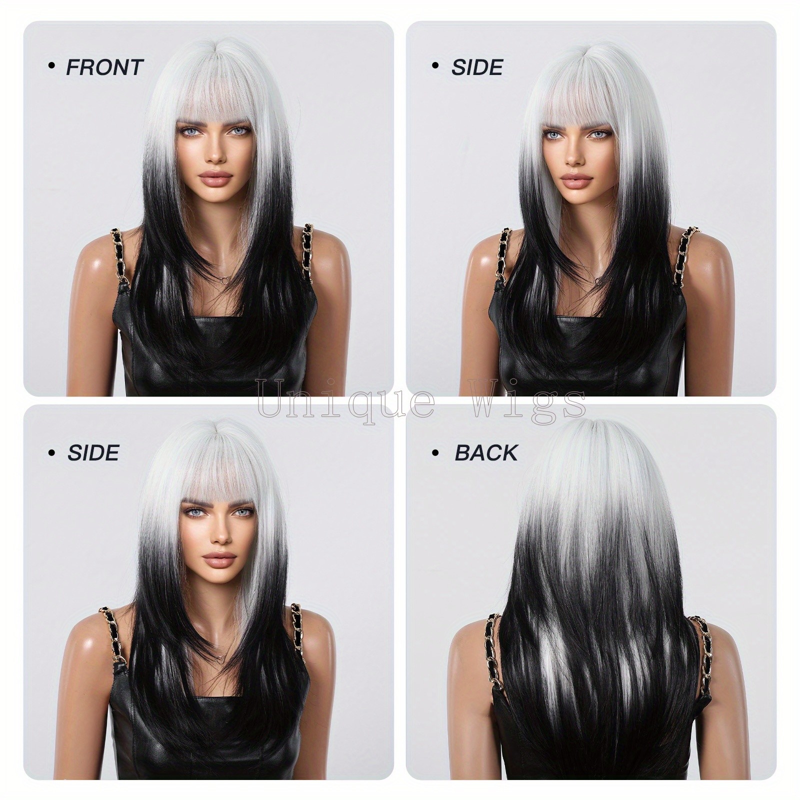 22 Inch Ombre Long Straight Wig Women’s Synthetic Hair Matte Finish Rose Net Cap