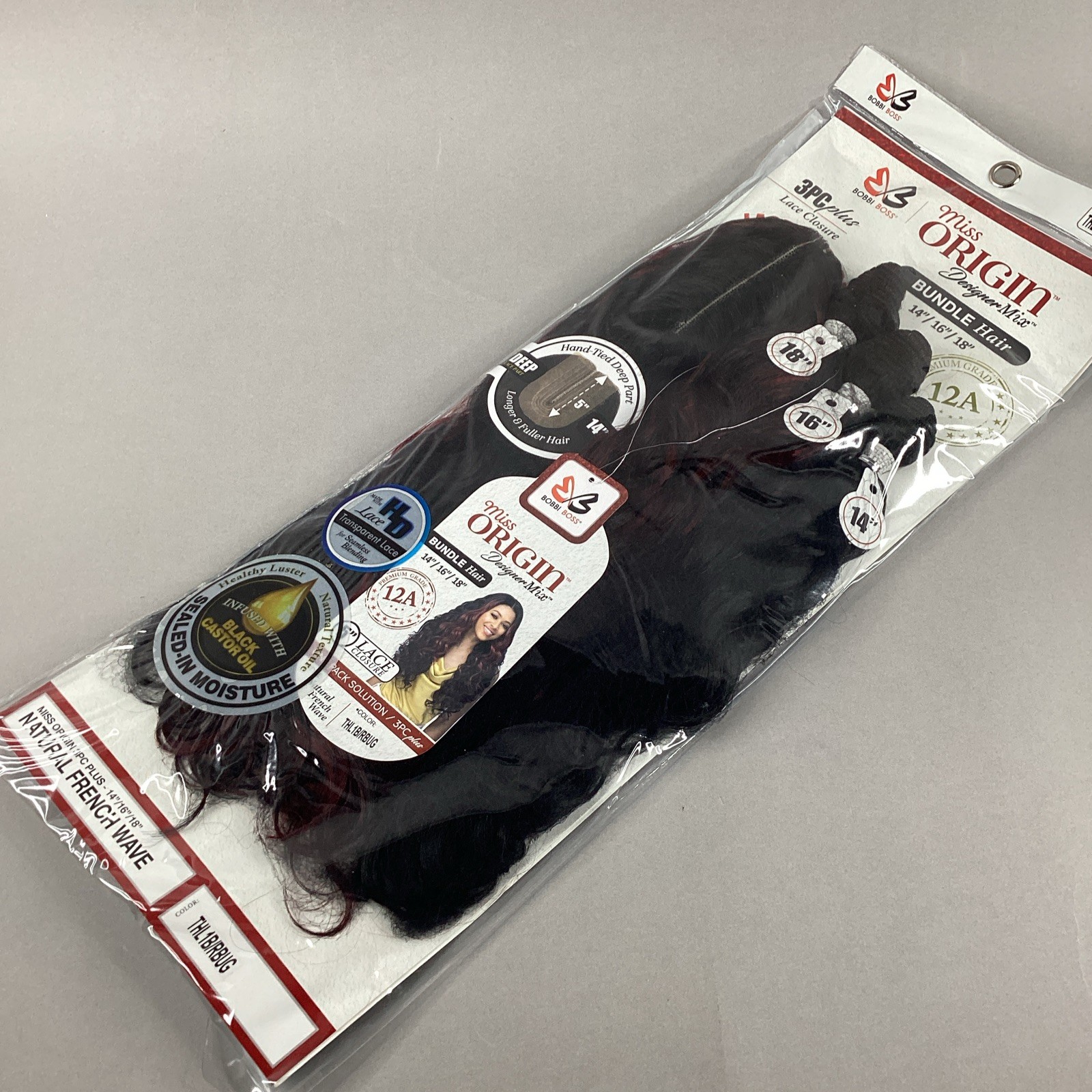 French Wave #THL1B/Burgundy 14” 18” All-in-One Premium Synthetic Hair Extensions
