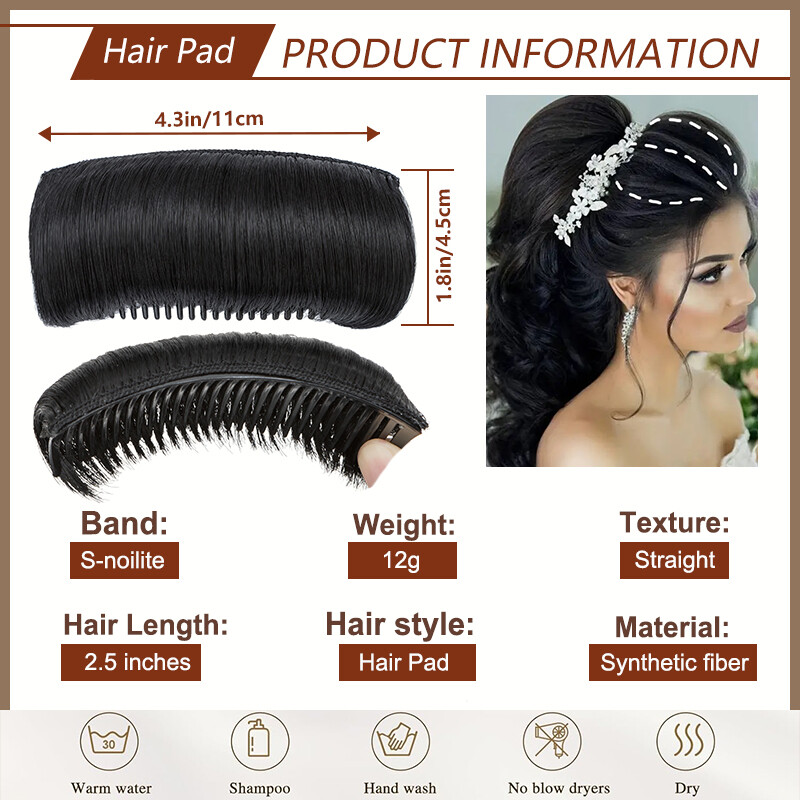 Women Volume Bump Inserts Hair Bun False Hair Clip Hair Pad Insert Styling Tool