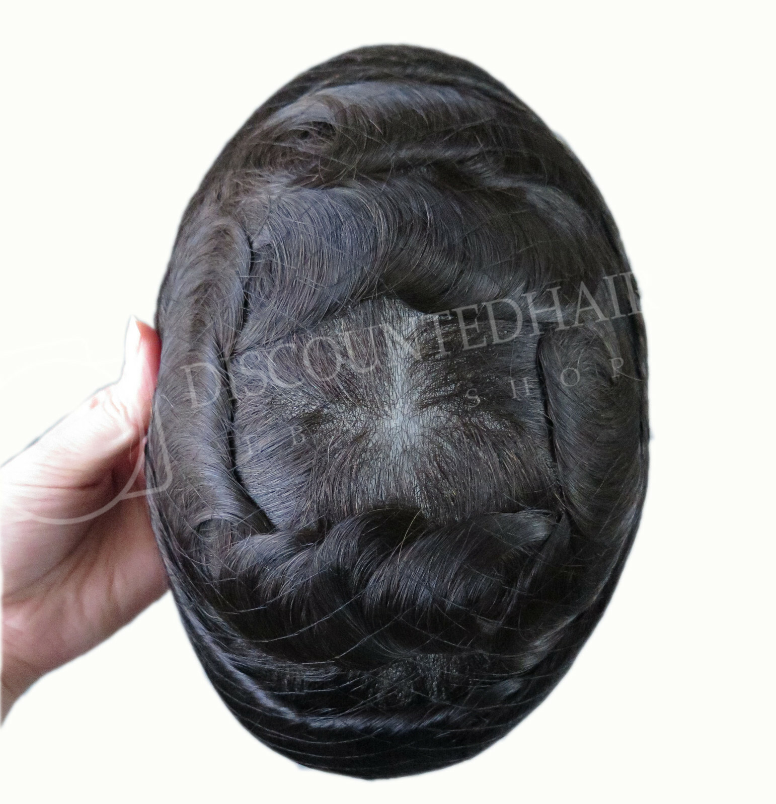 Mens Super Thin Skin Human Hair Replacement System Black Hairpiece Toupee #1B