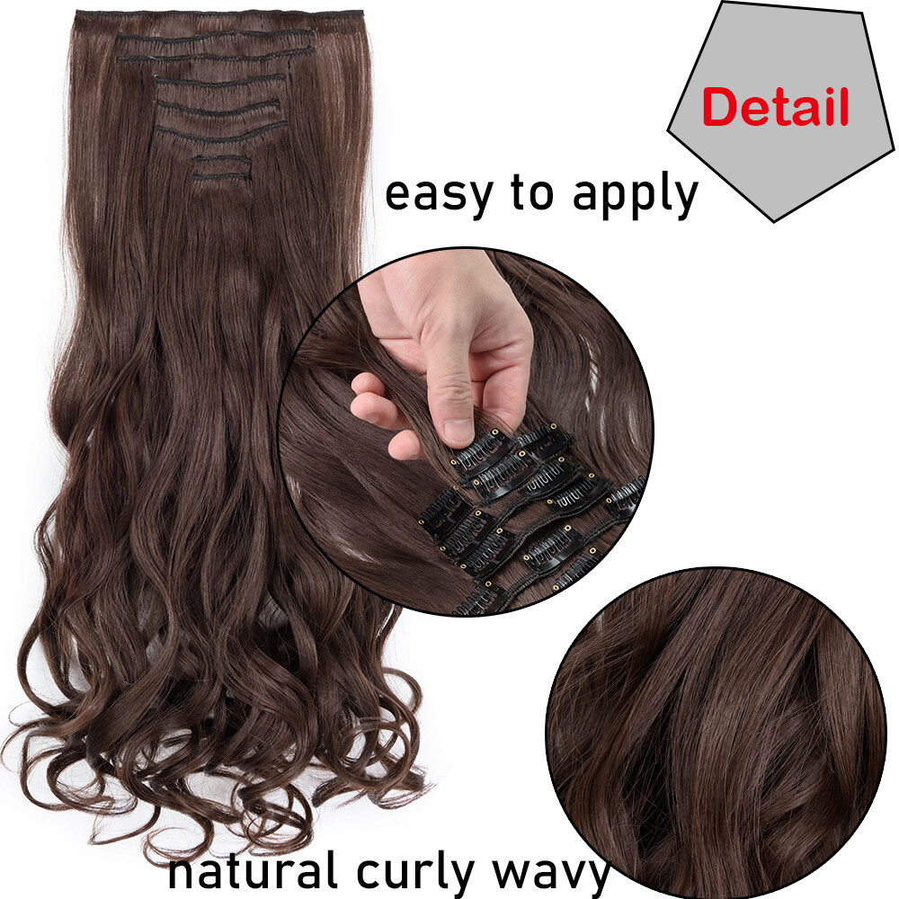 CLEARANCE 8PCS Clip In 100% Real Hair Extensions Thick Full Head as Human Hair