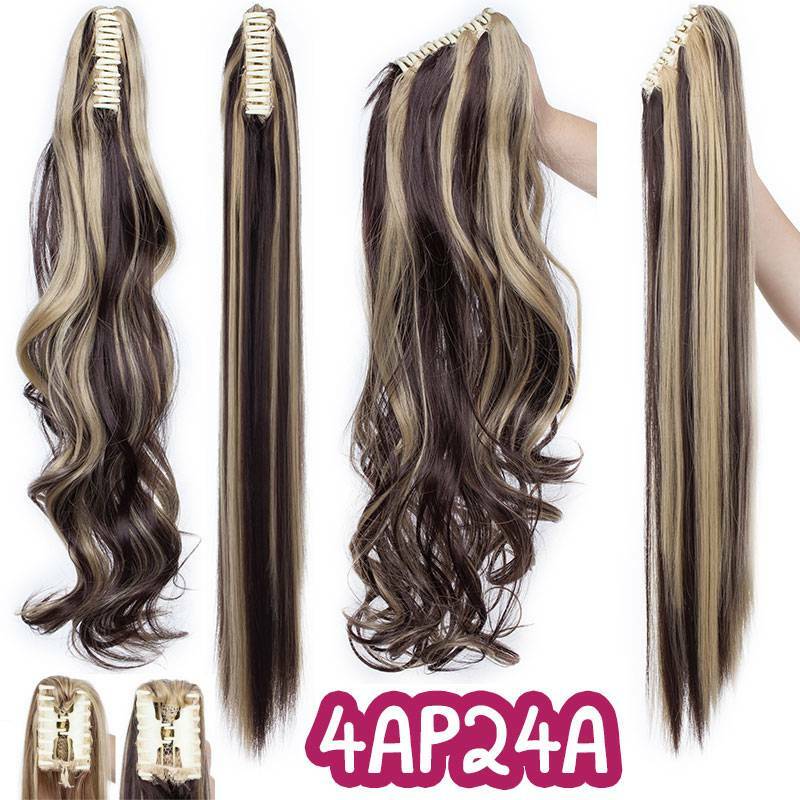 Claw on Ponytail Hairpiece Clip In Hair Extensions As Human Hair For Woman Long
