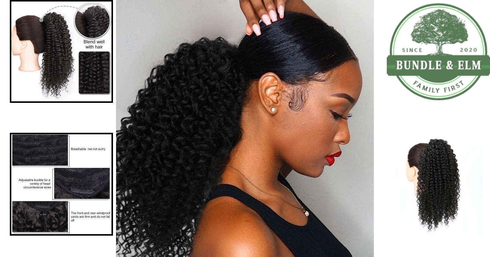 Kinky Curly Drawstring Ponytail with Soft Fiber for Natural Hair Appearance