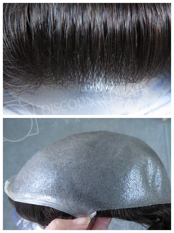 Mens Human Hair Replacement System Hairpiece Fine Mono Skin Toupee Real Men Wig