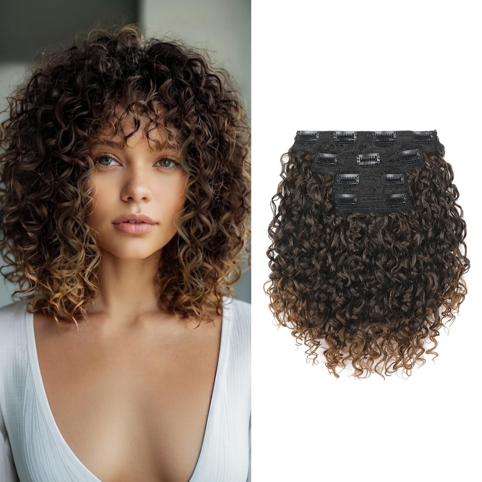 Flufymooz 4Pc Clip In Hair Extensions 10 Inch 100 Pure Protein Silk Short