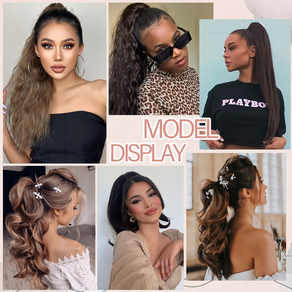 Claw Clip Ponytail Hair Extensions Real As Human Pony Tail Long Wavy Hairpiece