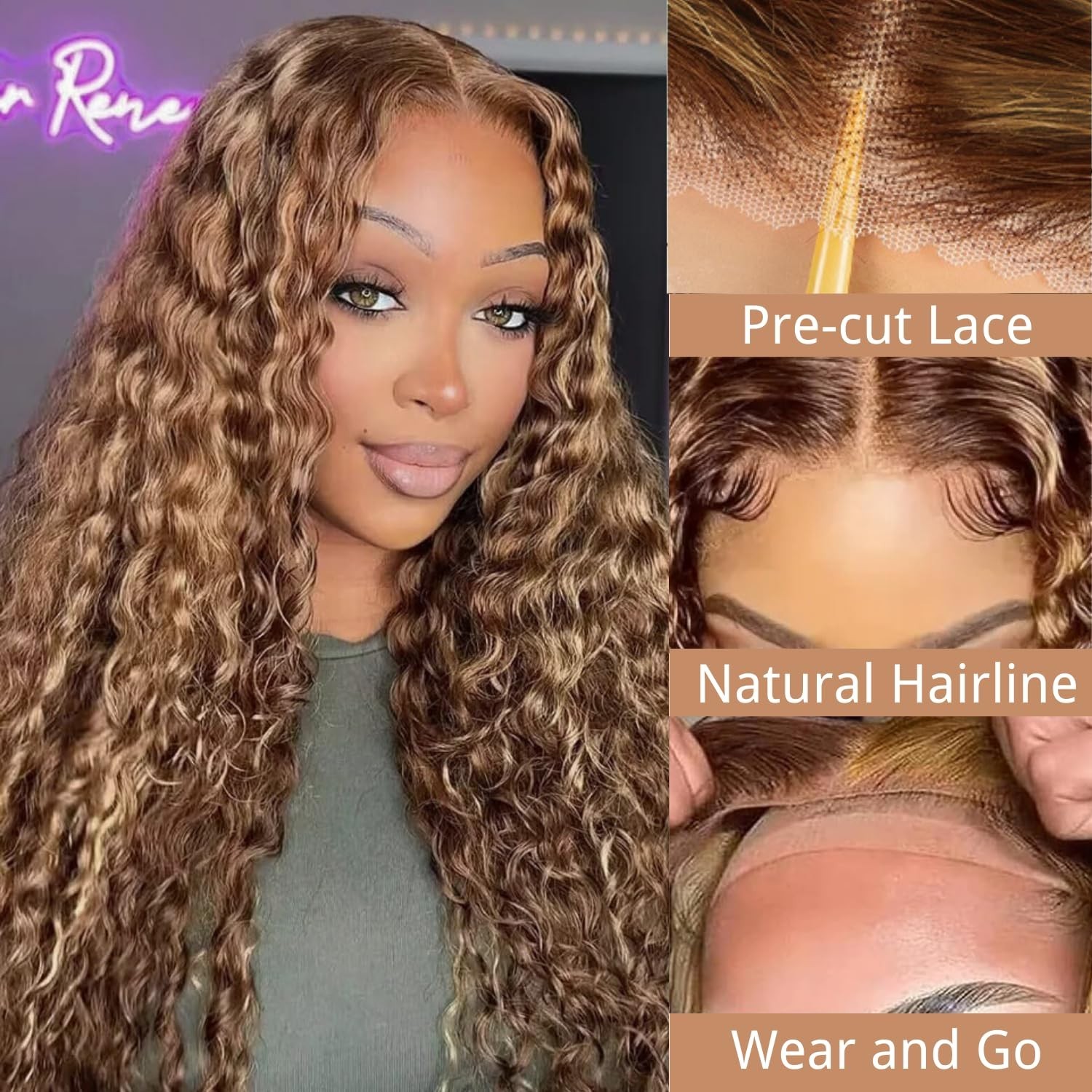 4/27 Glueless Wigs PrePlucked Pre Cut Highlight Ombre 5x5HD Deep Wave Wig 28inch