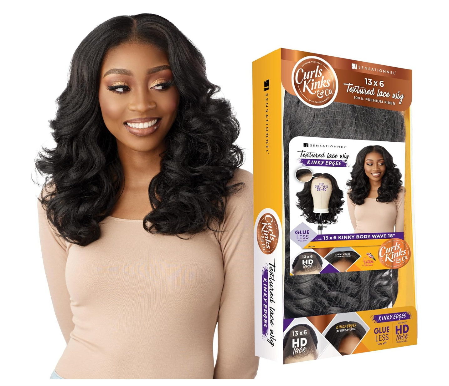 Sensationnel Curls Kinksandco Kinkyedges Wig (1B OFFBLACK)