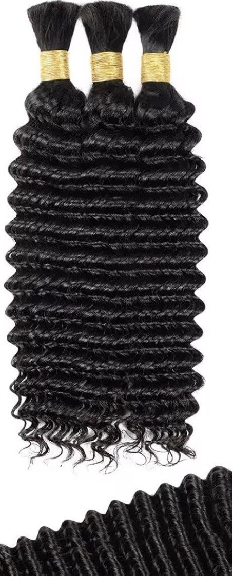 Curly Human Hair Weft Extensions, Black, 3 Bundles, 21-30 in