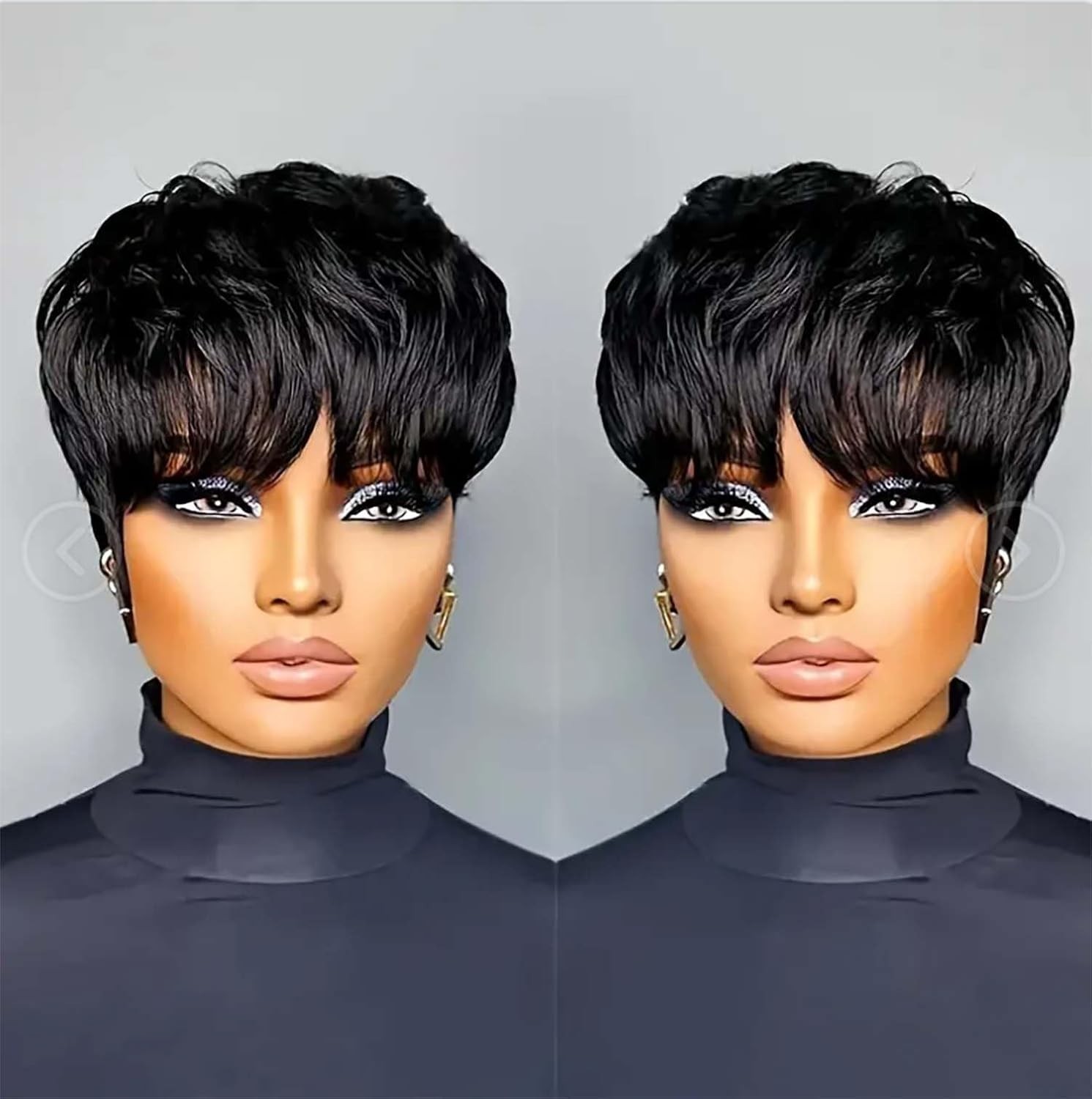 Human Hair Pixie Wig Short Layered G-Free for Black Women 100% Virgin