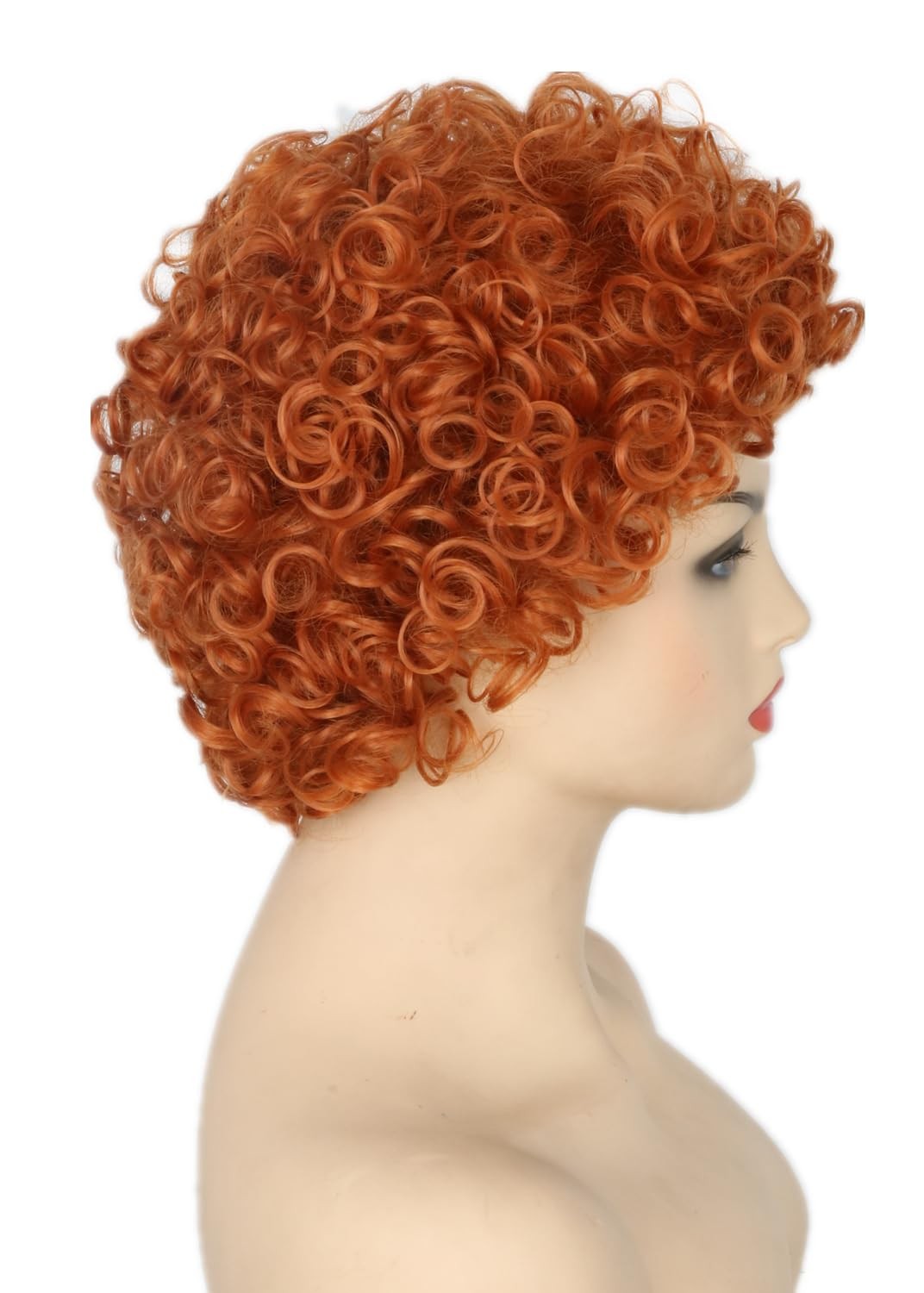 Topcosplay Women or Girls Annie Wig Reddish Brown Short Curly Afro Wig Halloween