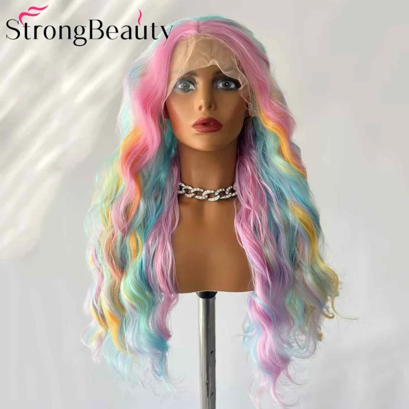 StrongBeauty Long Lace Front Wigs Synthetic Wavy Women Wig Heat Resistant Hair