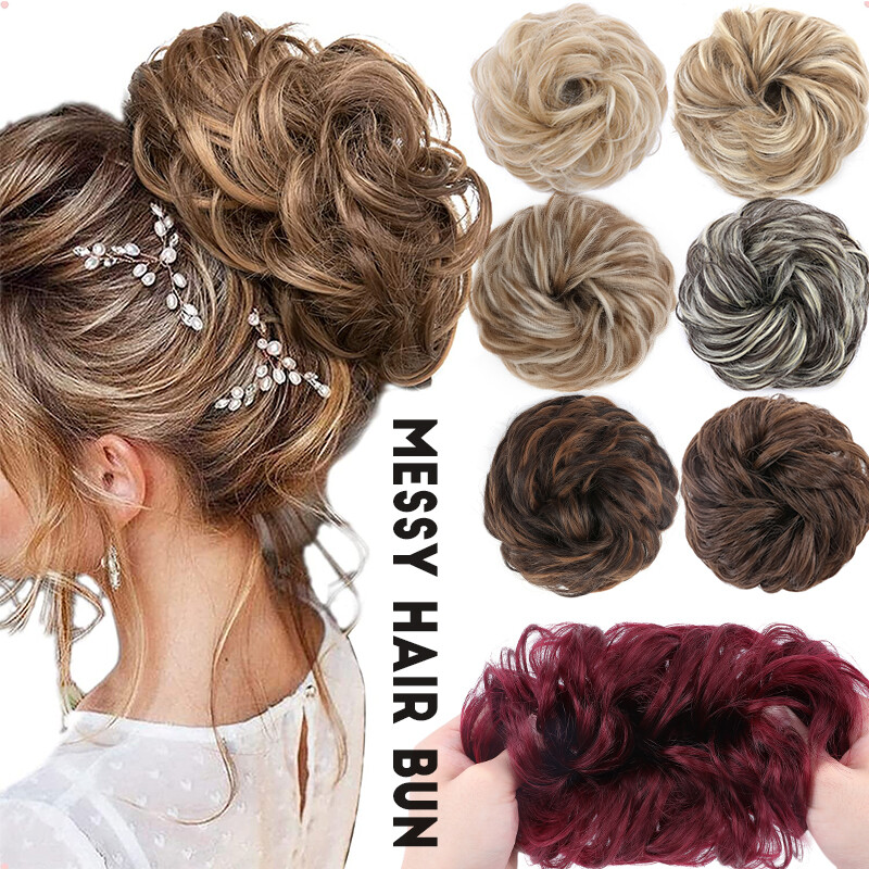 US Tousled Messy Bun Hair Piece Chignon Scrunchie Updo Pony Tail Hair Extensions