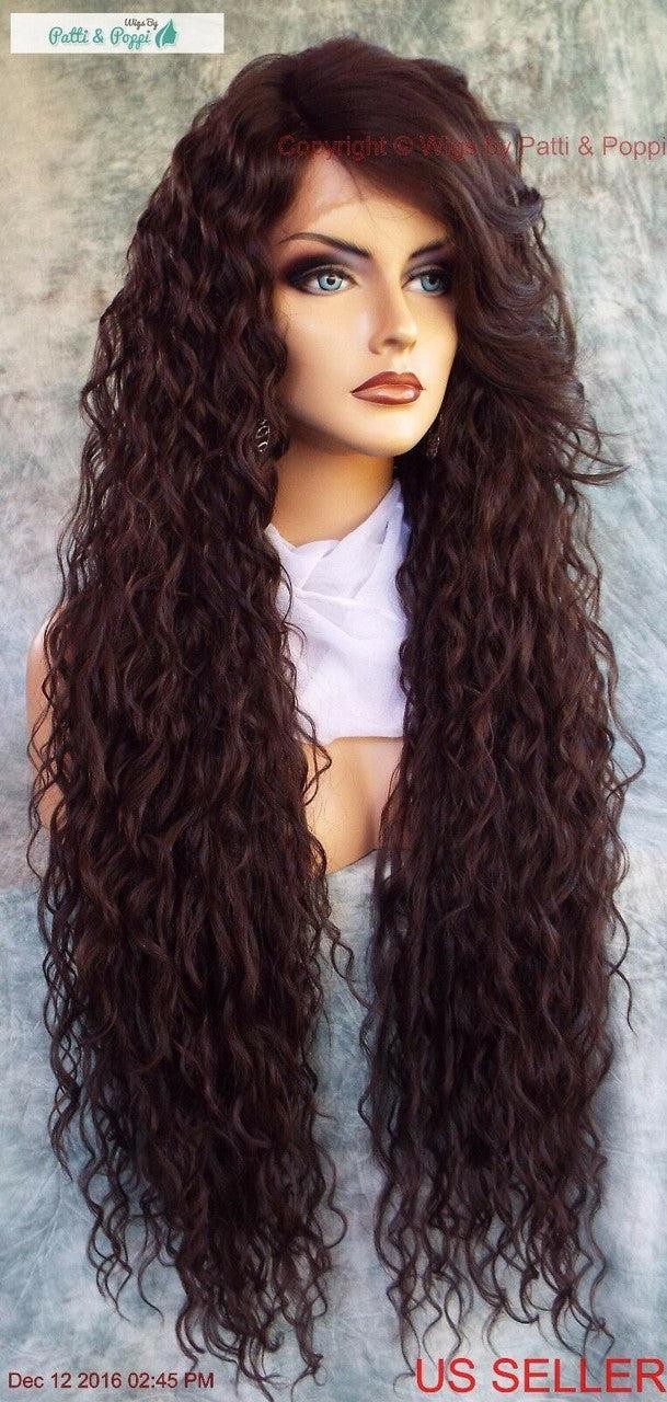 36″ X-LONG LACE FRONT DEEP C-PART HIGH HEAT SAFE WIG COLOR #4 SEXY 258