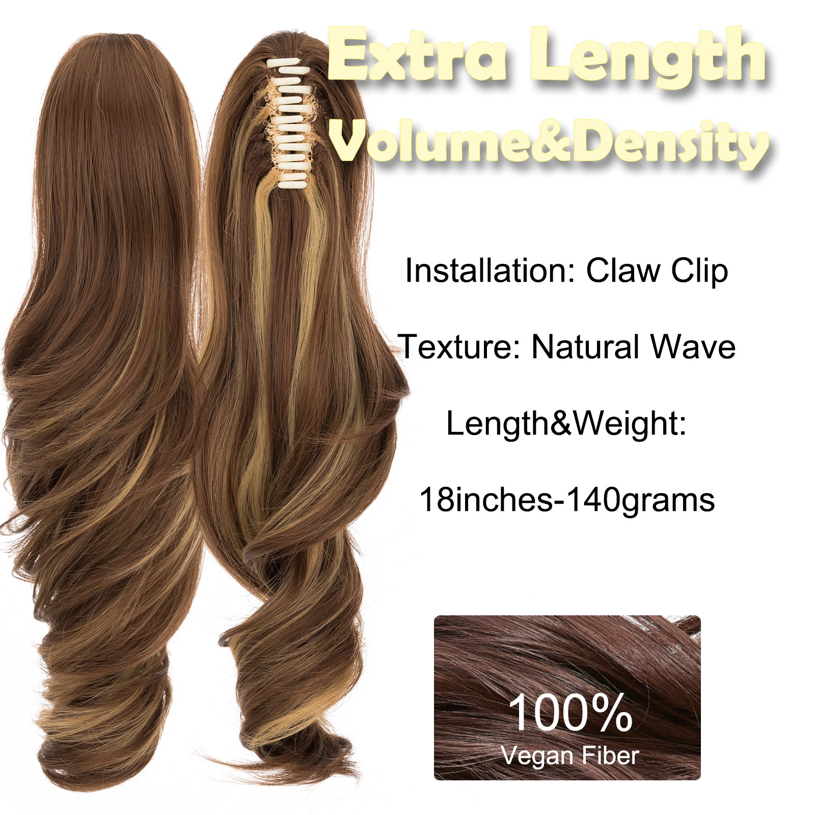Long Jaw Claw Clip In Ponytail Curly Wavy Hair Extensions Natural As Human Hair