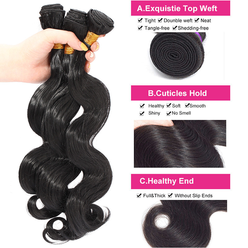 Brazilian Body Wave 100% Soft Hair Piece 3 Bundles 300g As Human Hair Extensions