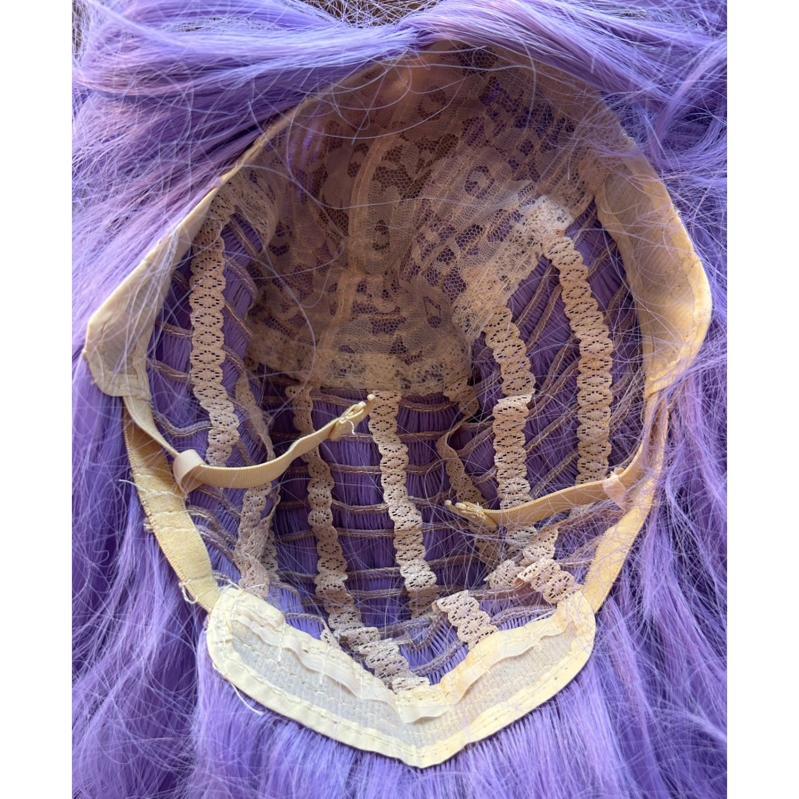 Purple Cosplay Costume Halloween Anime Synthetic Full Cap Long Wavy Curly Wig