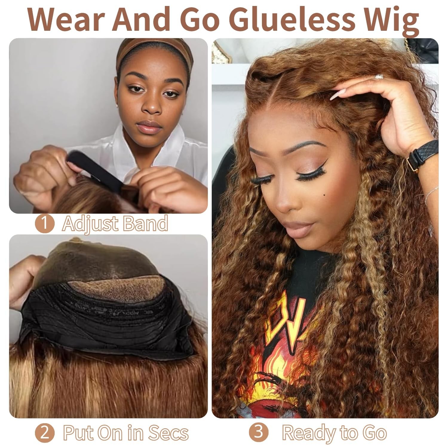 4/27 Glueless Wigs PrePlucked Pre Cut Highlight Ombre 5x5HD Deep Wave Wig 28inch