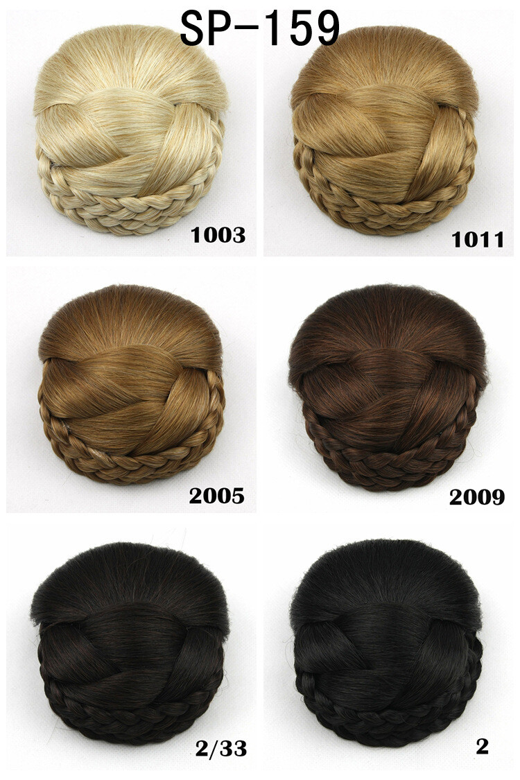 Elegant Braided Bun Chignons for Women Girls Clip In Hair Piece Updo Cover Wigs