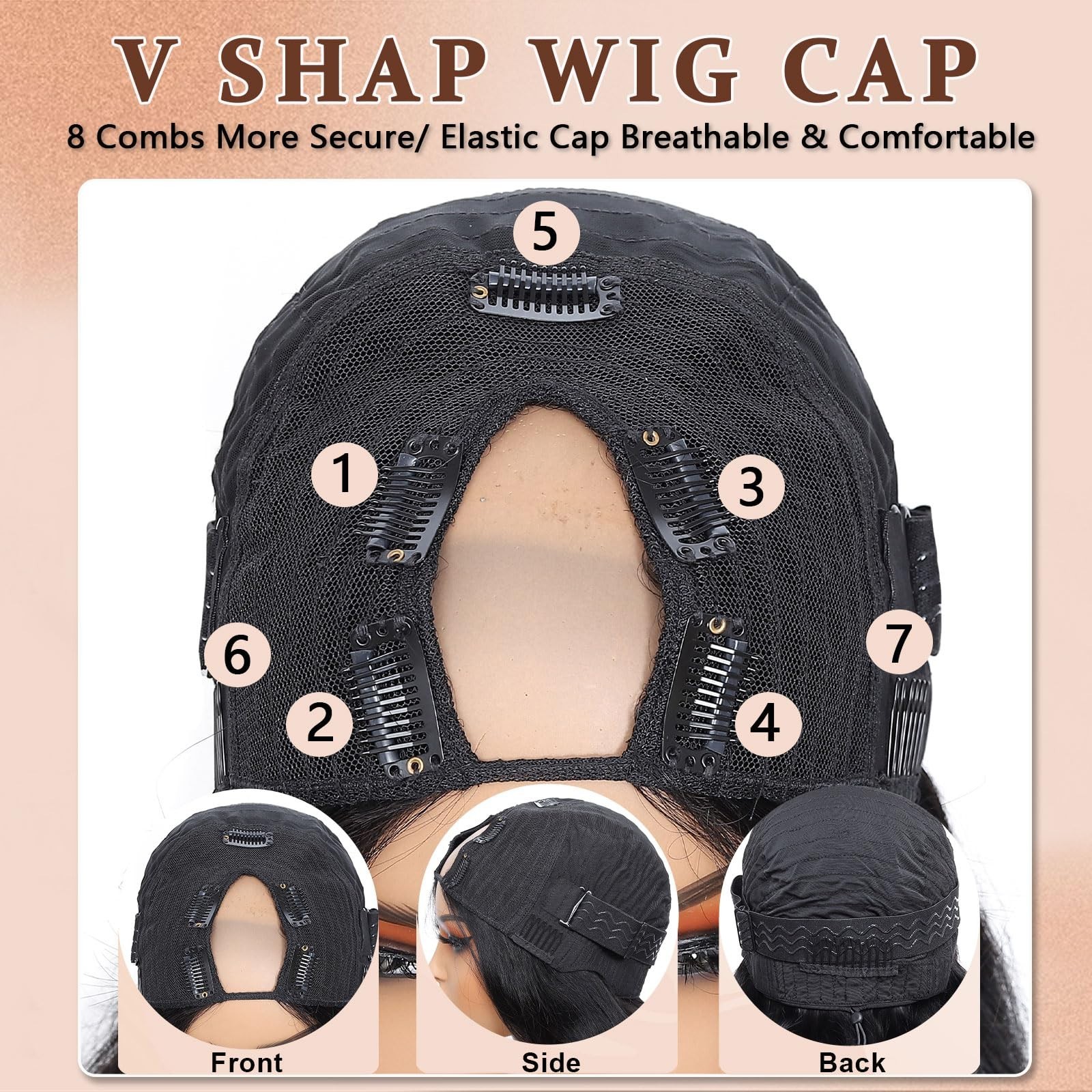 26 Inch Body Wave V Part Human Hair Wig – 200% Density, Adjustable Drawstring, N