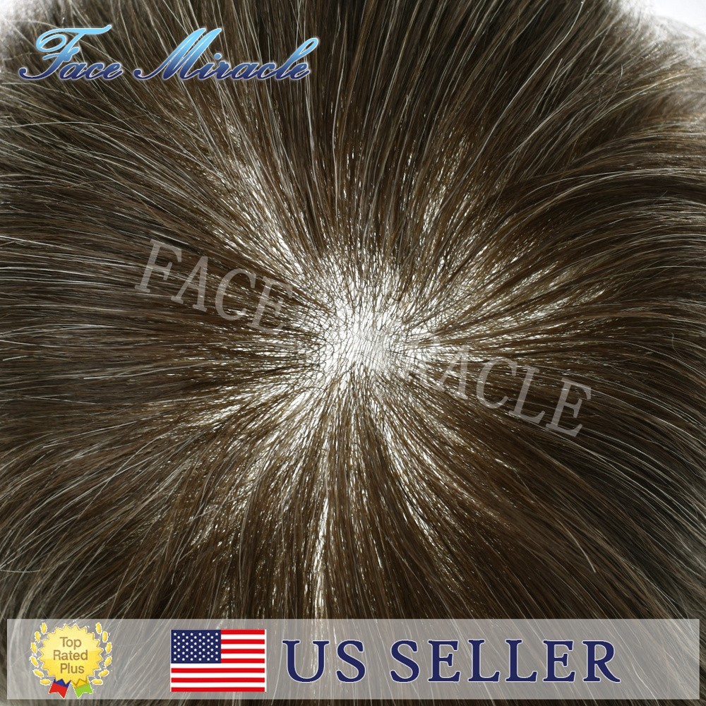 Toupee for Men Ultra Thin Skin PU Mens Hair Piece Human Hair Replacement System