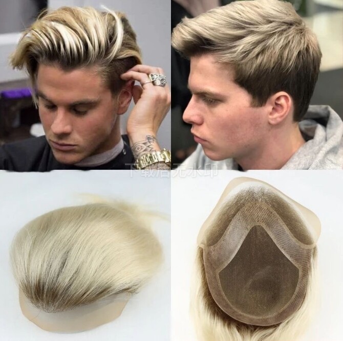 8X10 Hair toupee Wig For men Ombre Brown Human Hair Systems Unit Hollywood