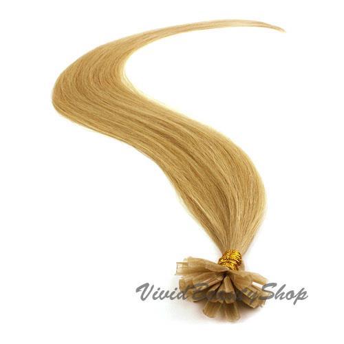 50 Pre Glue Bonded U Tip Keratin Straight Human Hair Extensions Honey Blonde #16